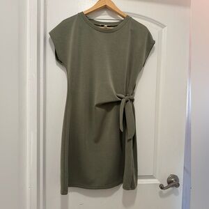 Cable & Gauge Olive Green Tie-Side Mini Dress